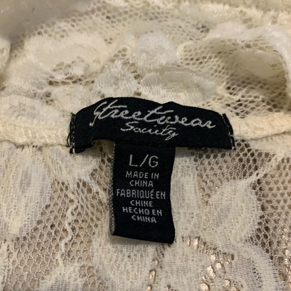 Streetwear Society Cream Lace Open-Front Cardigan Jacket - L - Picture 2 of 5